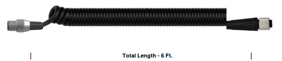 Cable roscado negro con recubrimiento de poliuretano, 4 conductores, extension 6 pies para equipo CSI 2130 – 2140 y acelerometro triaxial. CST-CB117-C560-006-J4C