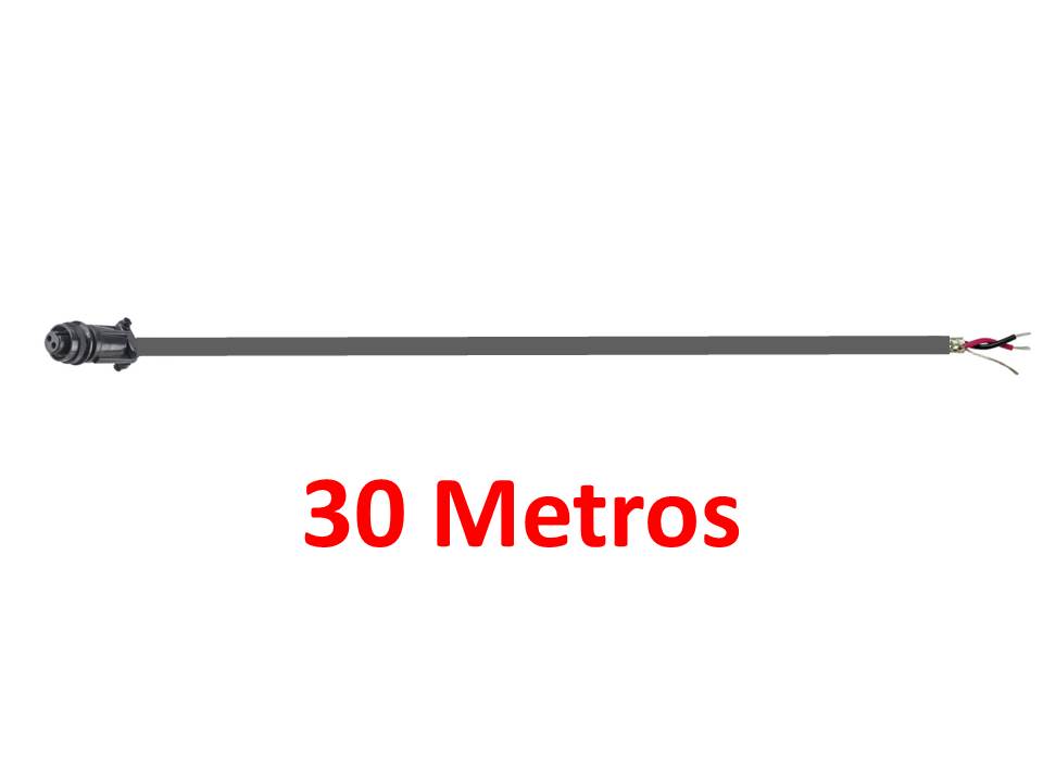 Cable liso poliuretano negro 30 metros, conector 2 Socket MIL y libre al otro extremo. CST-CBL202-C90-030M-Z
