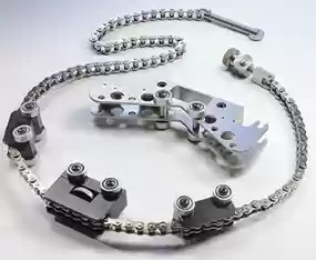 Soporte en V con rodillos para eje no giratorio A9, con cadena para ejes de 2 a 20 pulgadas (50 a 508mm) CST-A-980NRB