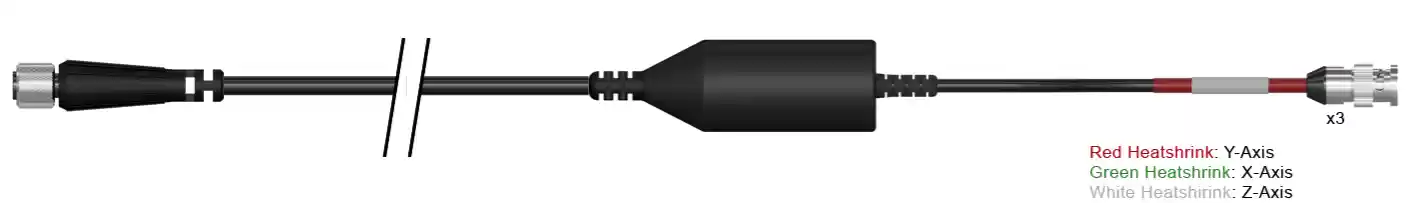 Cable original para sensor Triaxial CTC. conectores 4 socket mini Mil a 3 BNC plug, 12 metros. CB105-J4C-012M-F3D
