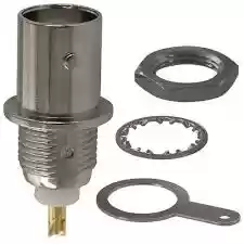 Conector BNC Jack (hembra) coaxial Amphenol RF 031-221-RFX, Recto, Impedancia 50 ohm, Montaje en Panel, Terminación para soldadura CST-031-221-RFX-16-48