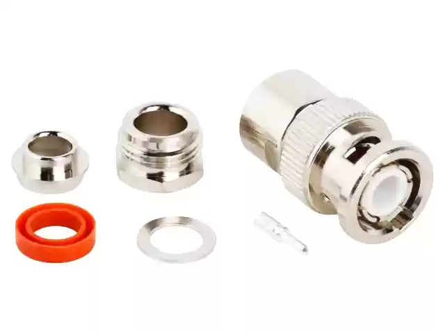 Conector BNC Plug (macho) coaxial Amphenol RF 031-212-1005, Recto, Impedancia 50 ohm, Montaje en Panel, Terminación para soldadura CST-031-212-1005-16-35