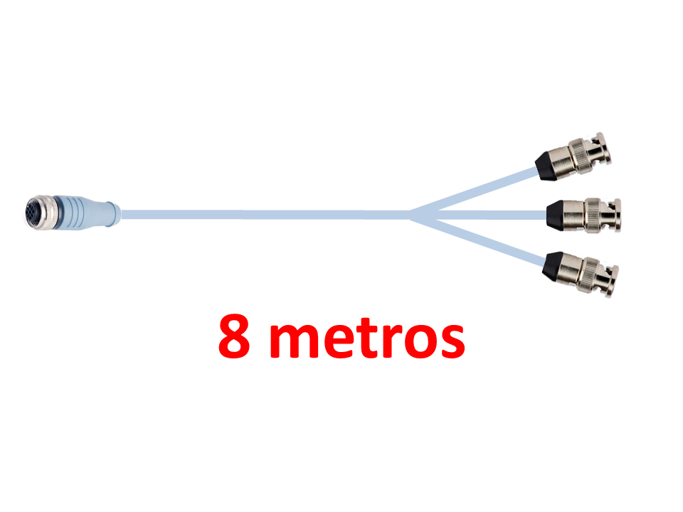 Cable poliuretano liso para senso triaxial (M12) 4 polos con salida 3 x BNC, 8M CST-HS-AC193-8